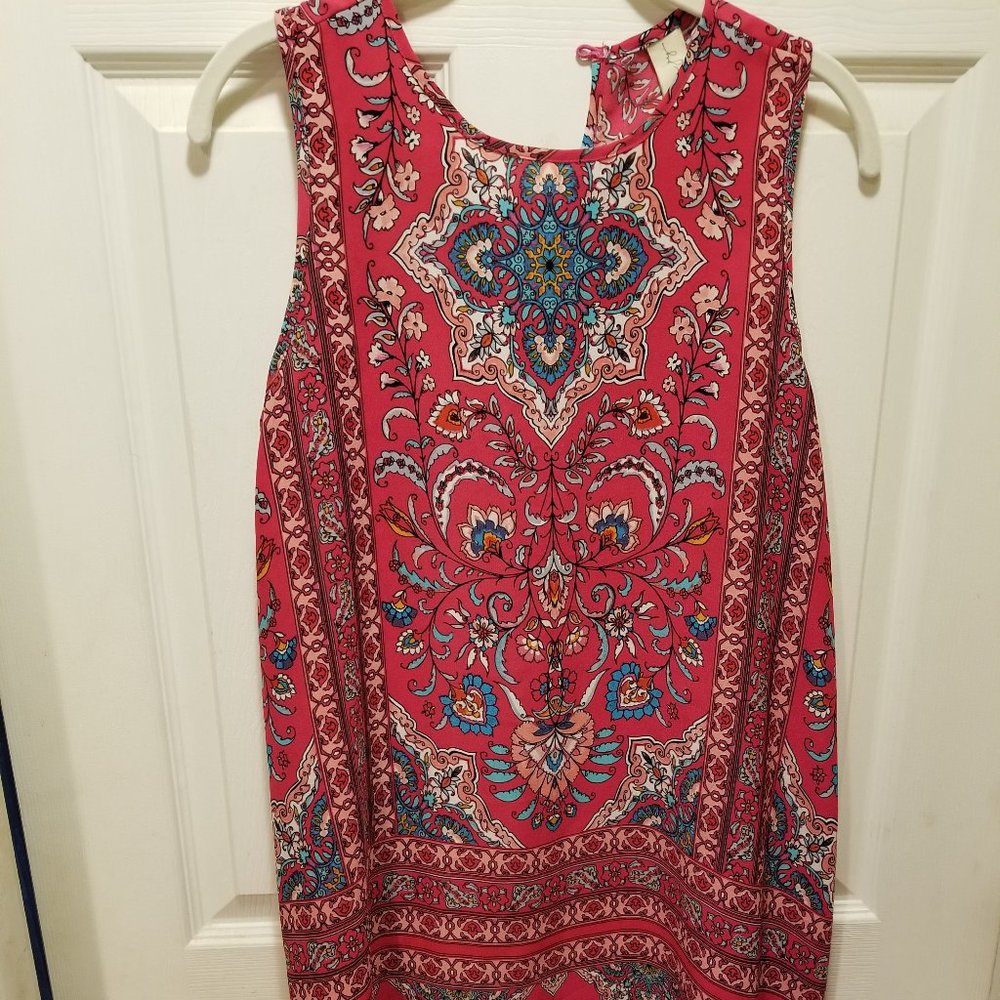 Allsion Joy Red Boho Floral Sleeveless Top - M